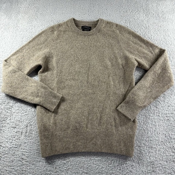 Zara Man Italian Yarn Wool Sweater Mens Medium Brown Basic Earth Tones Crew Long - Picture 1 of 8